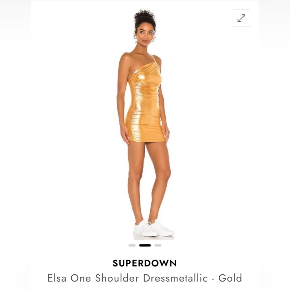 Elsa One Shoulder Dressmetallic - Gold size S. Brand: SUPERDOWN